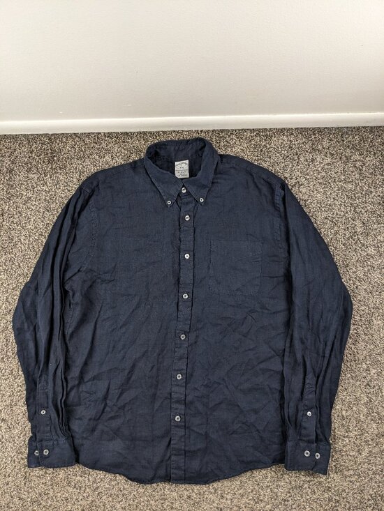 Brooks Brothers Other - 2023 Brooks Brothers Shirt 100% Linen Long Sleeve Button Down Indigo Mens Large